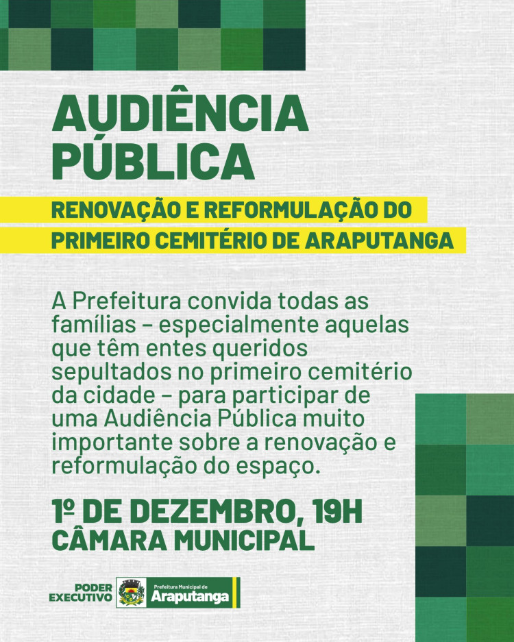 AUDIÊNCIA PÚBLICA | Renovação e Reformulação do Primeiro Cemitério